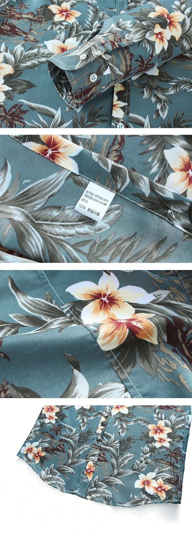 Men Casual Fashion Personality Print Long Sleeve Dressing Shirt