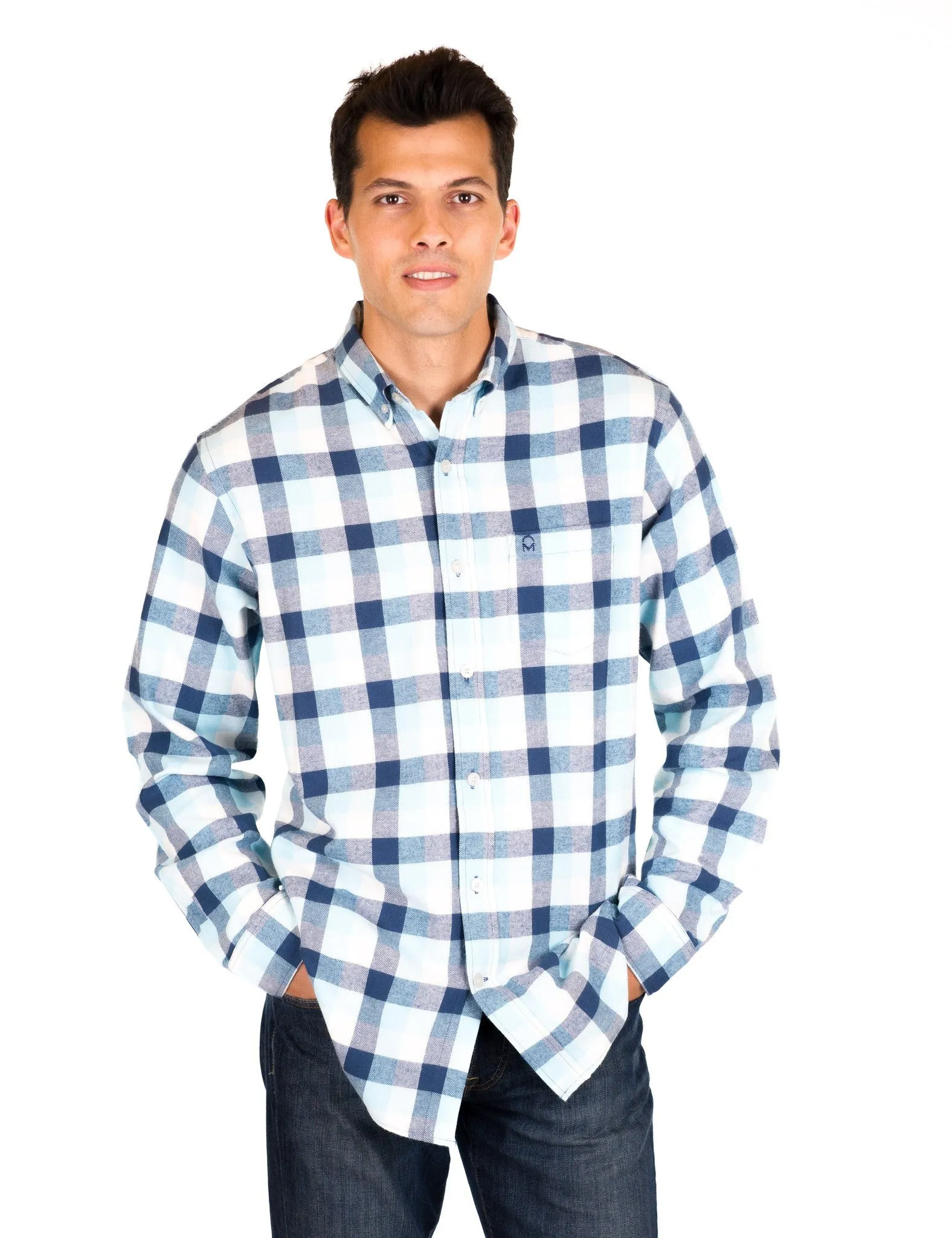 Mens 100% Cotton Flannel Shirt - Regular Fit