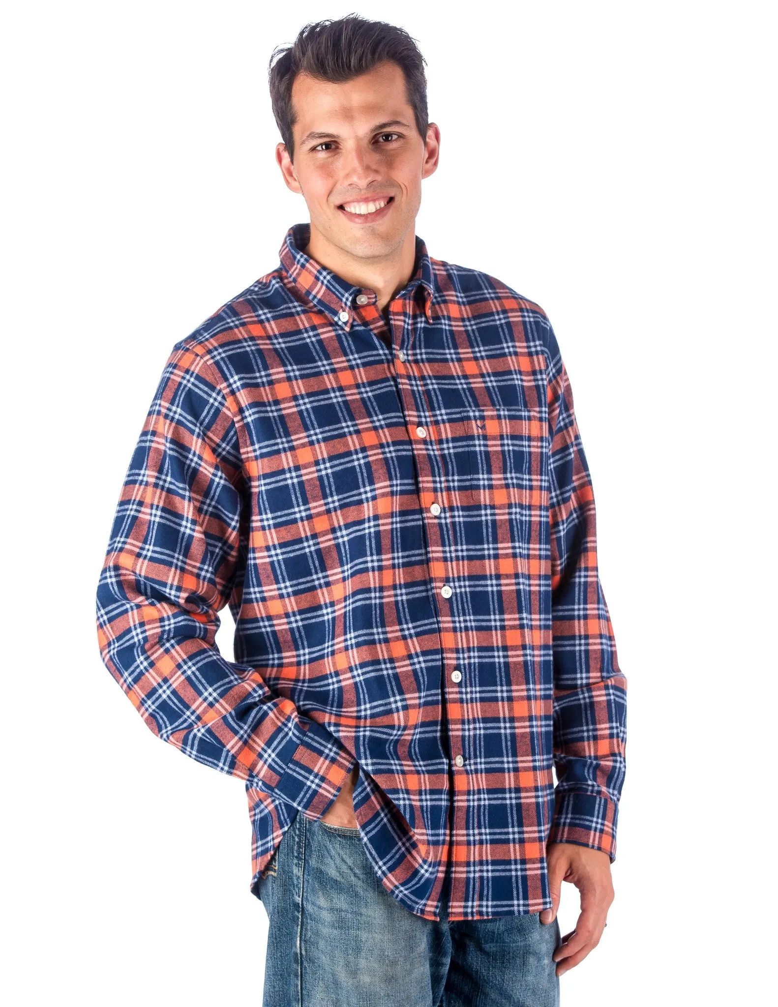 Mens 100% Cotton Flannel Shirt - Regular Fit
