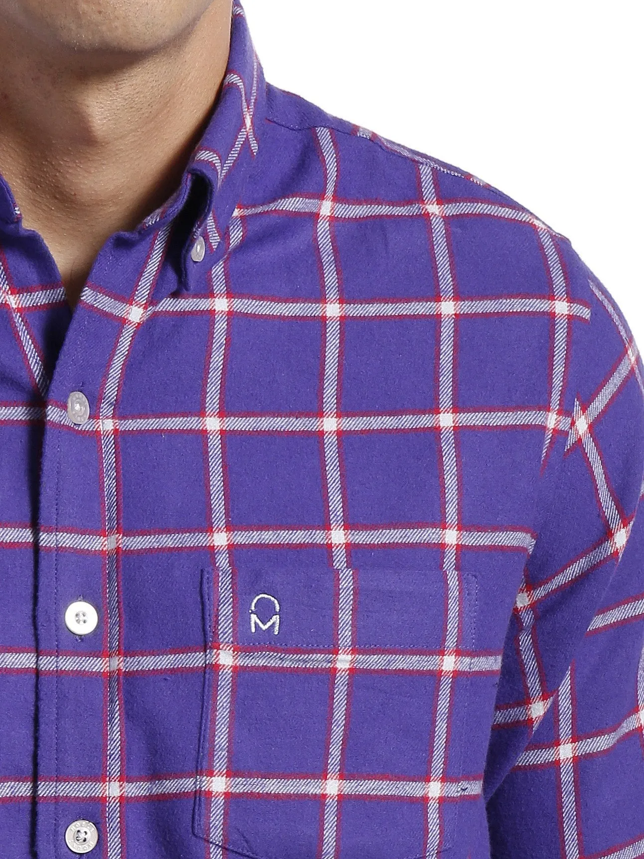 Mens 100% Cotton Flannel Shirt - Regular Fit