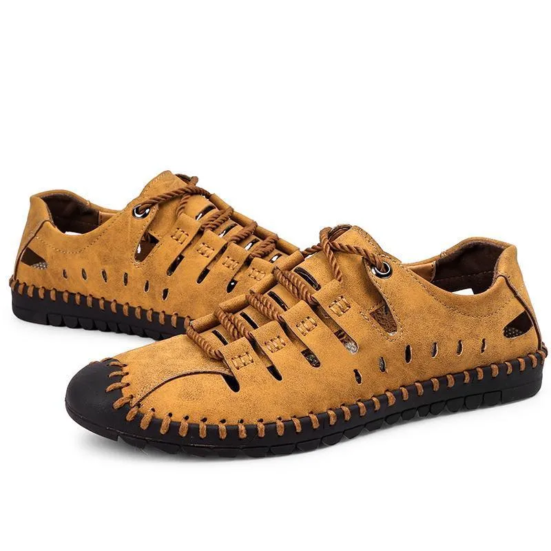 Men's Breathable Leather Large Size Sandals