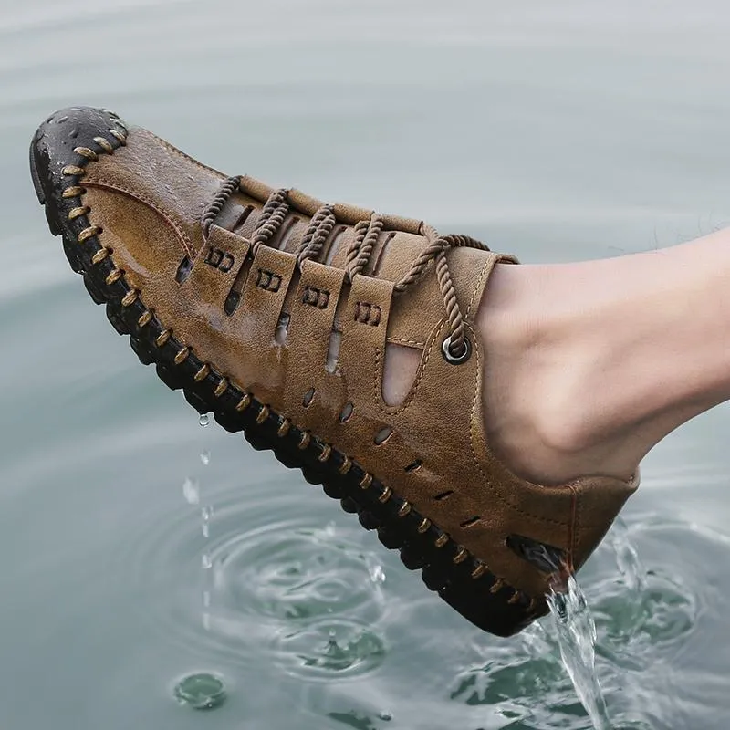 Men's Breathable Leather Large Size Sandals