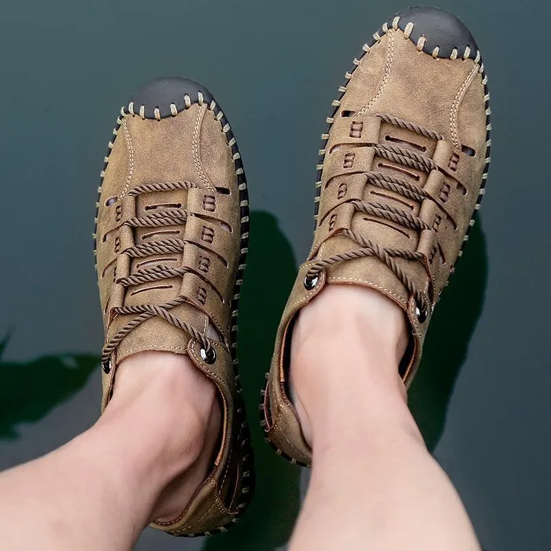 Men's Breathable Leather Large Size Sandals