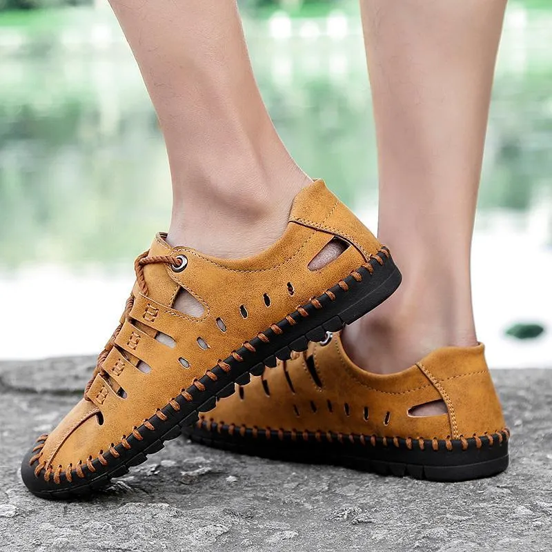 Men's Breathable Leather Large Size Sandals