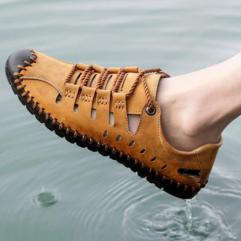 Men's Breathable Leather Large Size Sandals