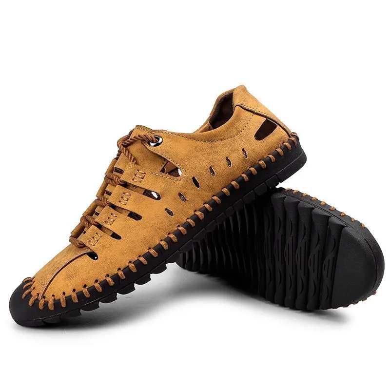 Men's Breathable Leather Large Size Sandals