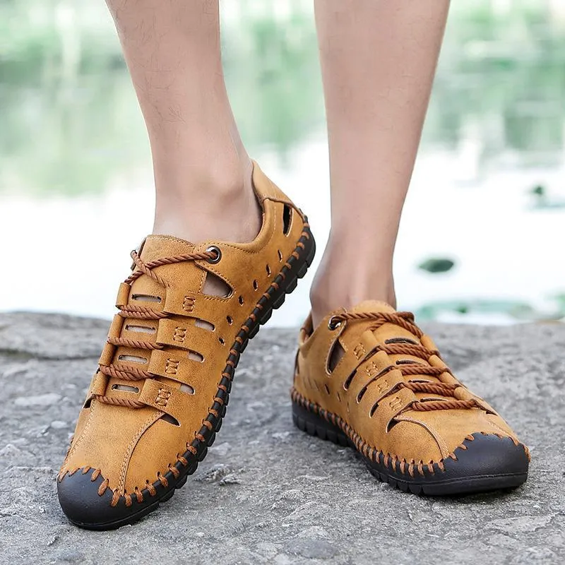 Men's Breathable Leather Large Size Sandals