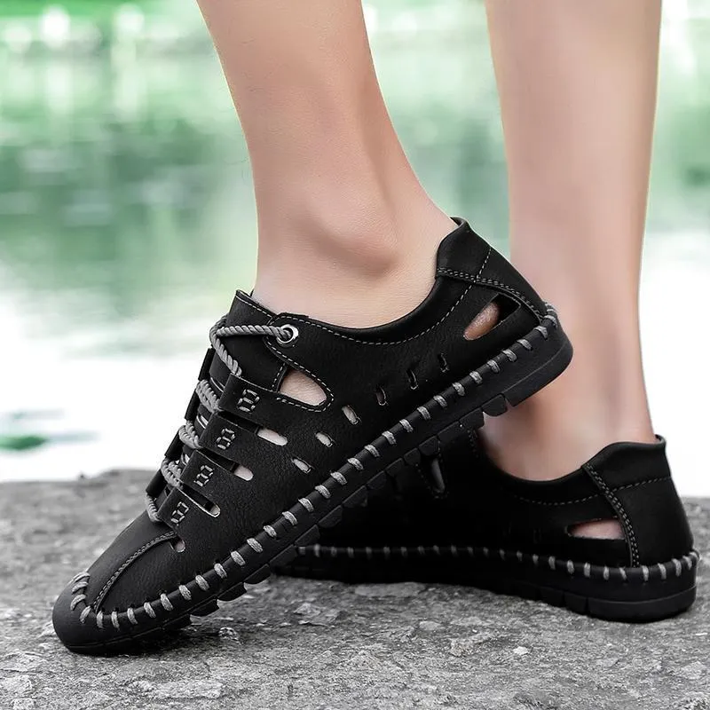 Men's Breathable Leather Large Size Sandals