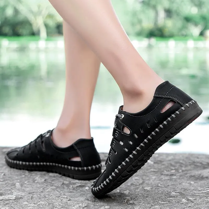 Men's Breathable Leather Large Size Sandals