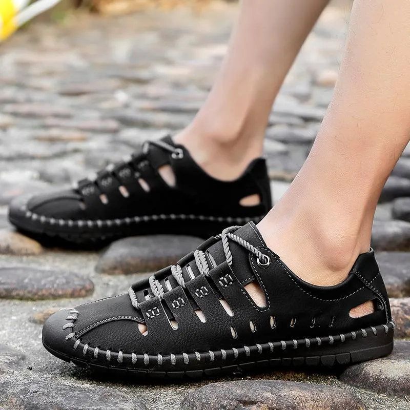 Men's Breathable Leather Large Size Sandals