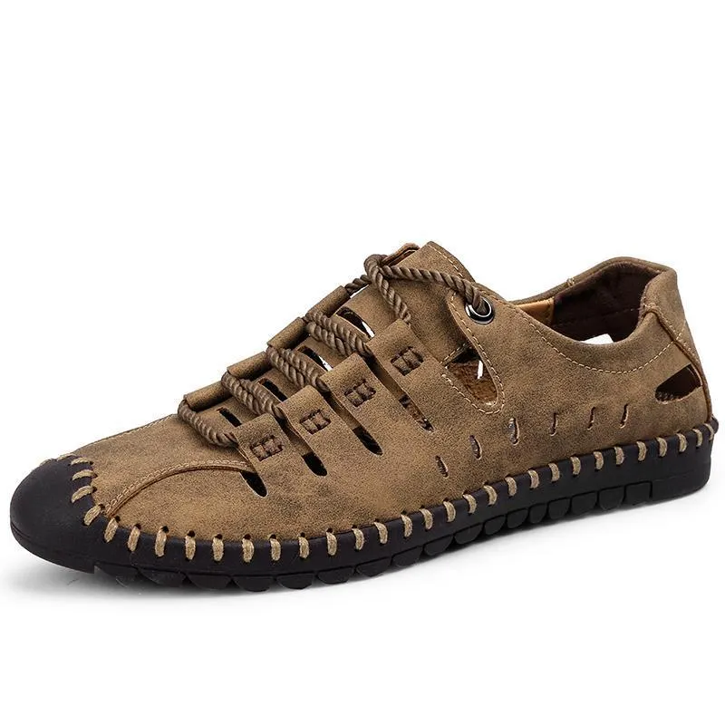 Men's Breathable Leather Large Size Sandals