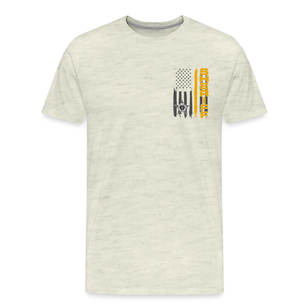 Men's Premium T-Shirt - Ohio Sheriff Vertical Flag Fr and Bk