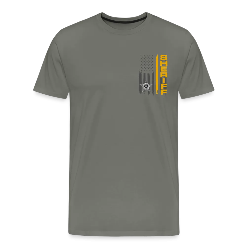 Men's Premium T-Shirt - Ohio Sheriff Vertical Flag Fr and Bk