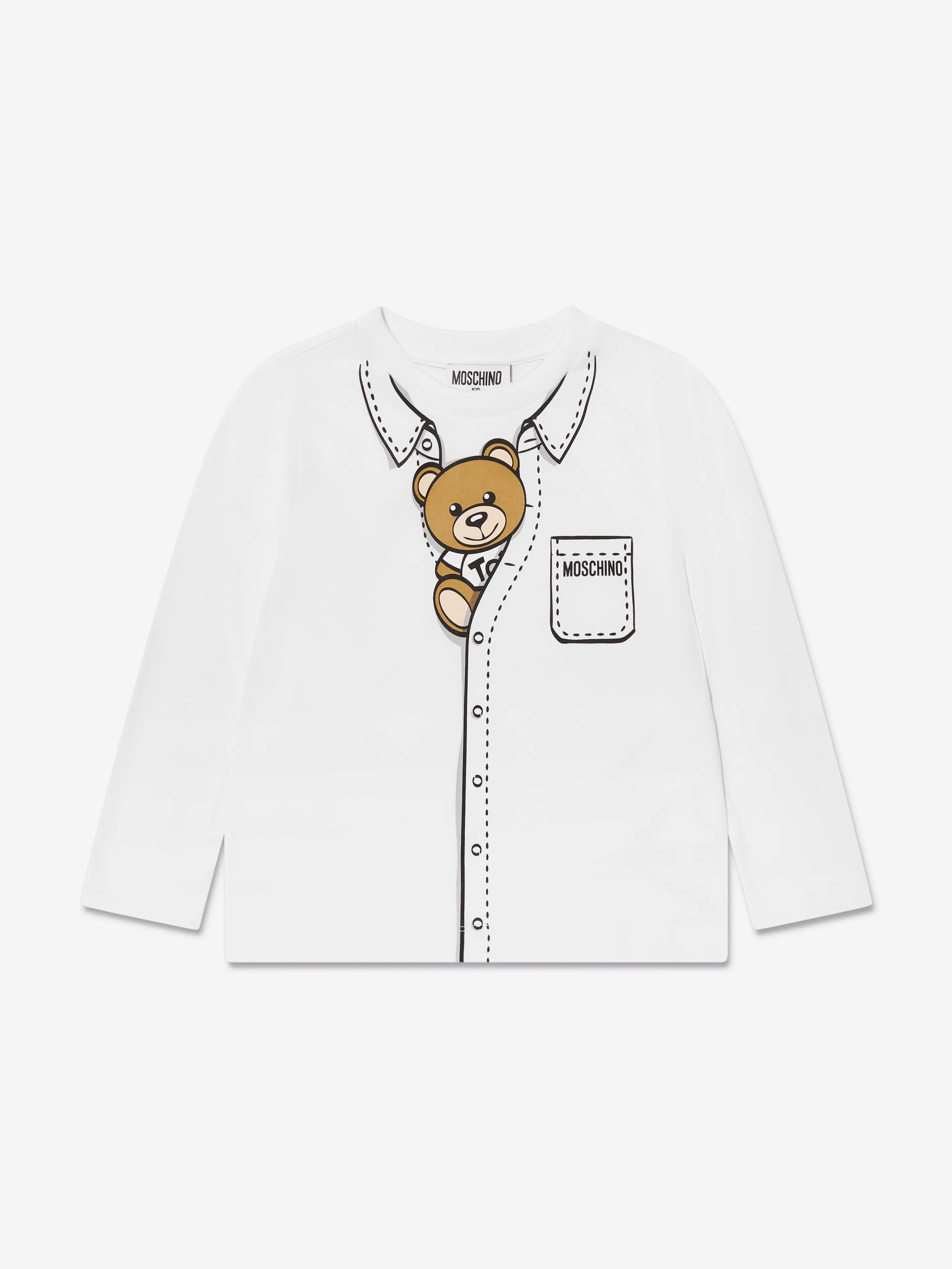 Moschino Boys Long Sleeve T-Shirt in White
