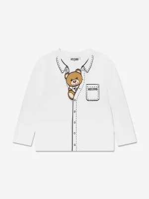 Moschino Boys Long Sleeve T-Shirt in White