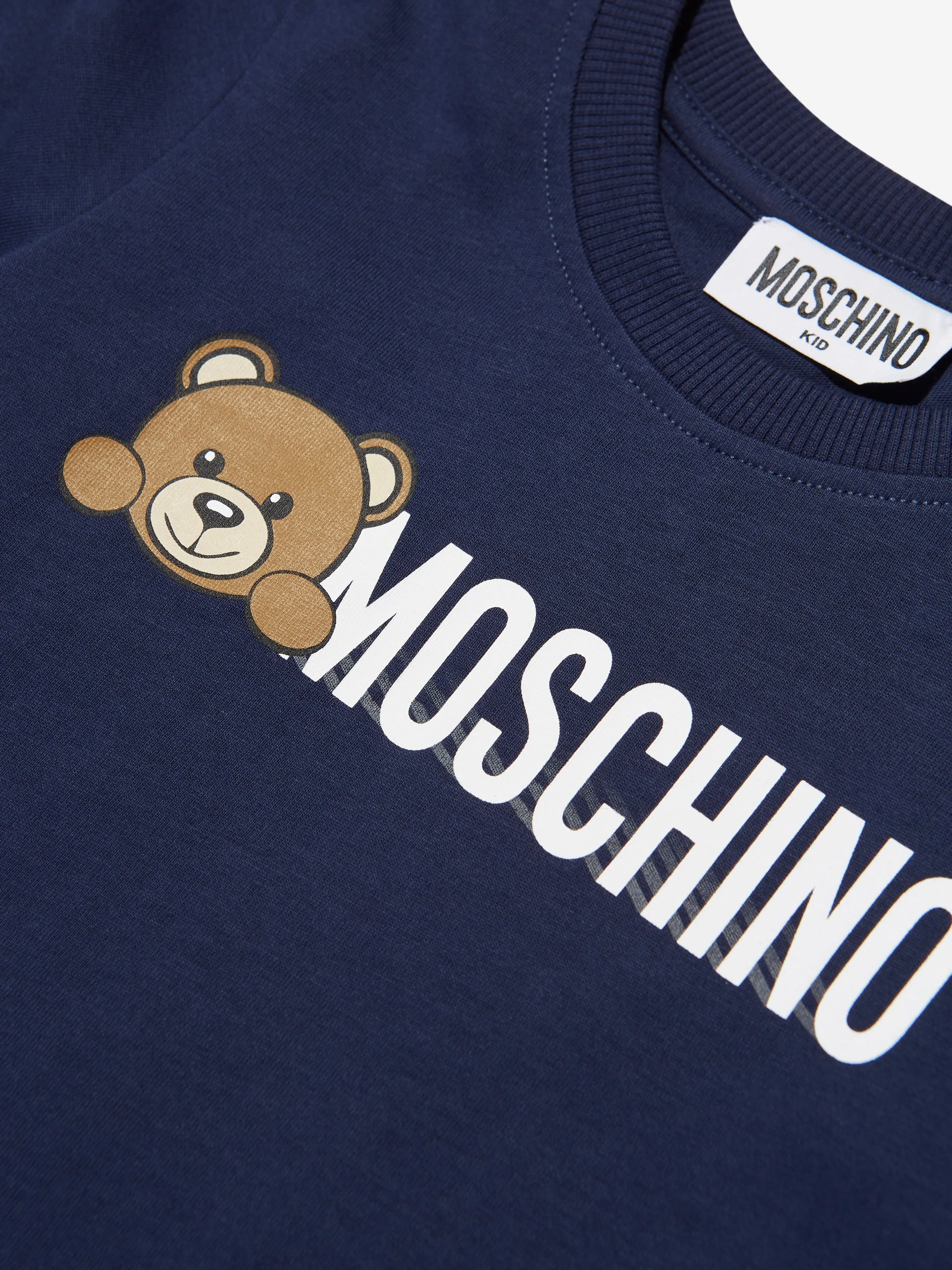 Moschino Kids Long Sleeve Logo T-Shirt in Navy