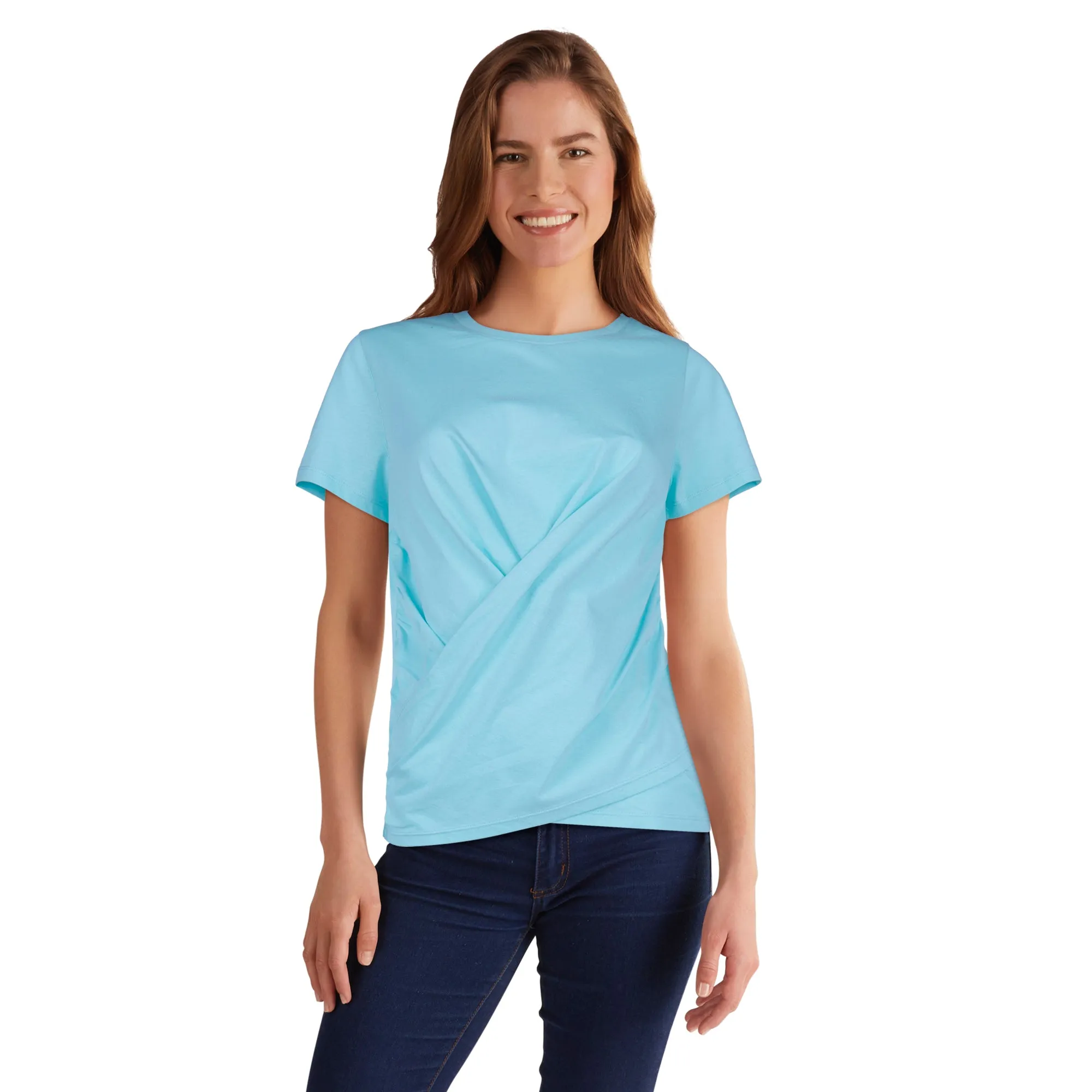 mySTYLE Women's Crew Neck Criss-Cross Tee