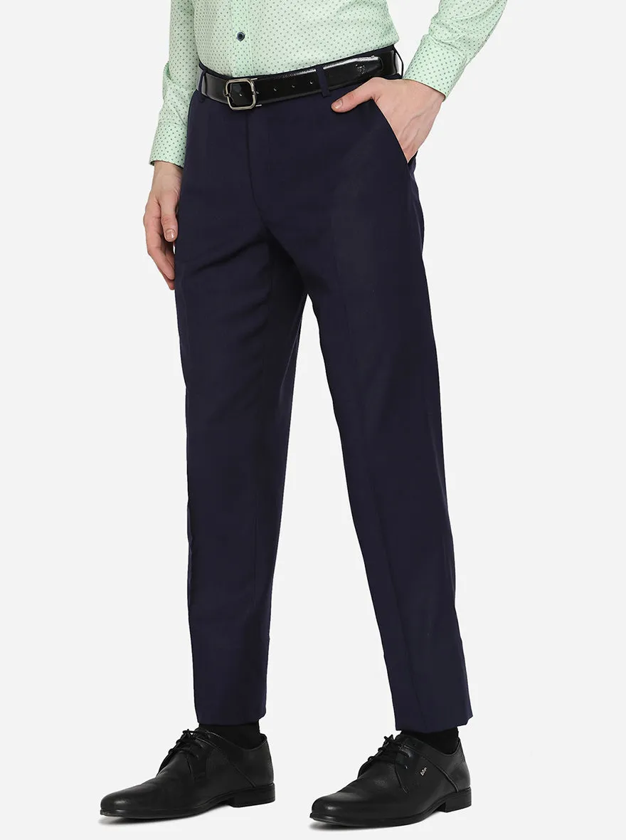 Navy Blue Solid Classic Fit Formal Trouser | JadeBlue