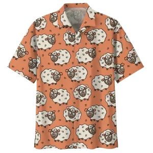 Orange Sheep Illustration Hawaiian Shirt
