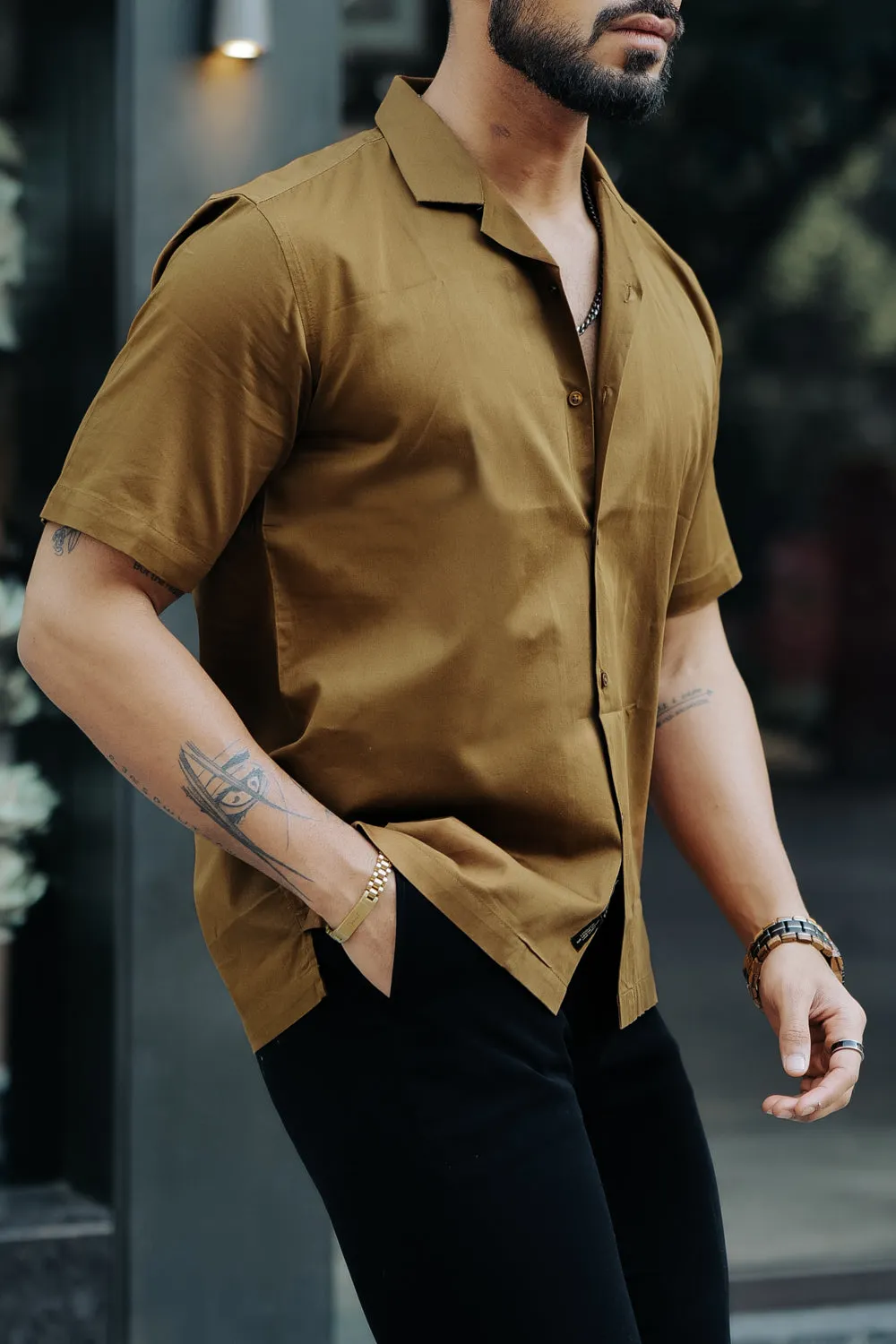 Oversized Cotton Shirt - Canary