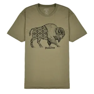 Pendleton Jacquard Bison Graphic Tee Light Olive / Black