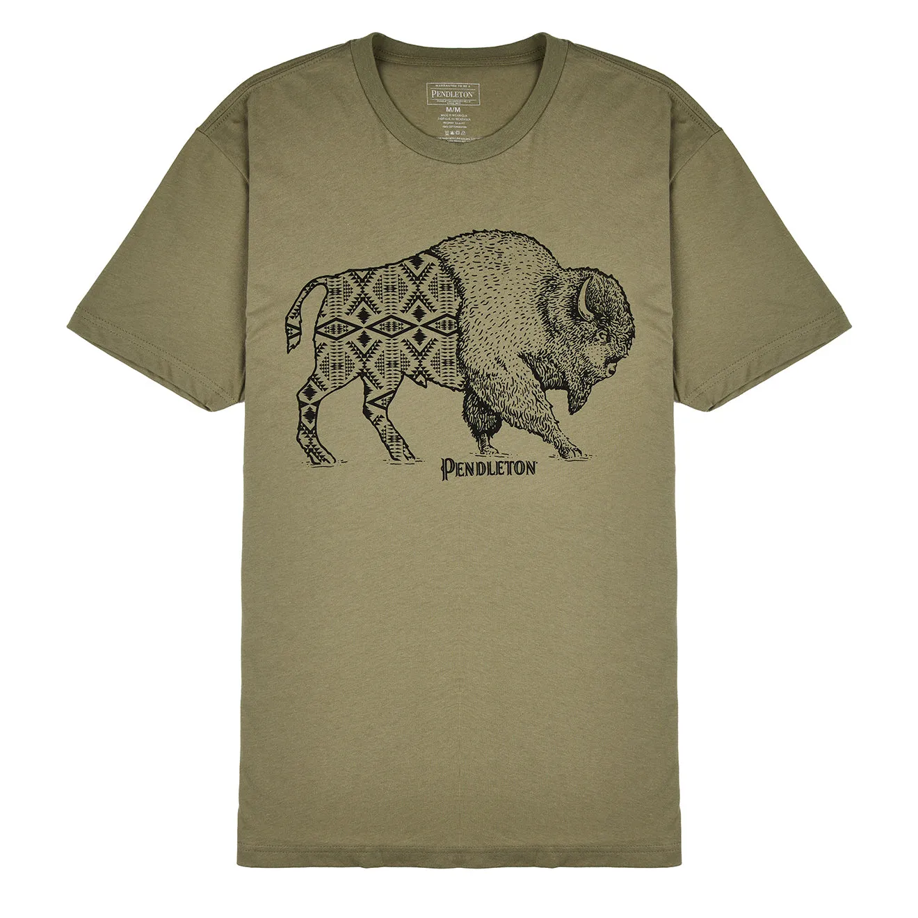 Pendleton Jacquard Bison Graphic Tee Light Olive / Black