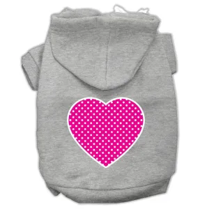 Pink Swiss Dot Heart Screen Print Pet Hoodies Grey Size XXL (18)