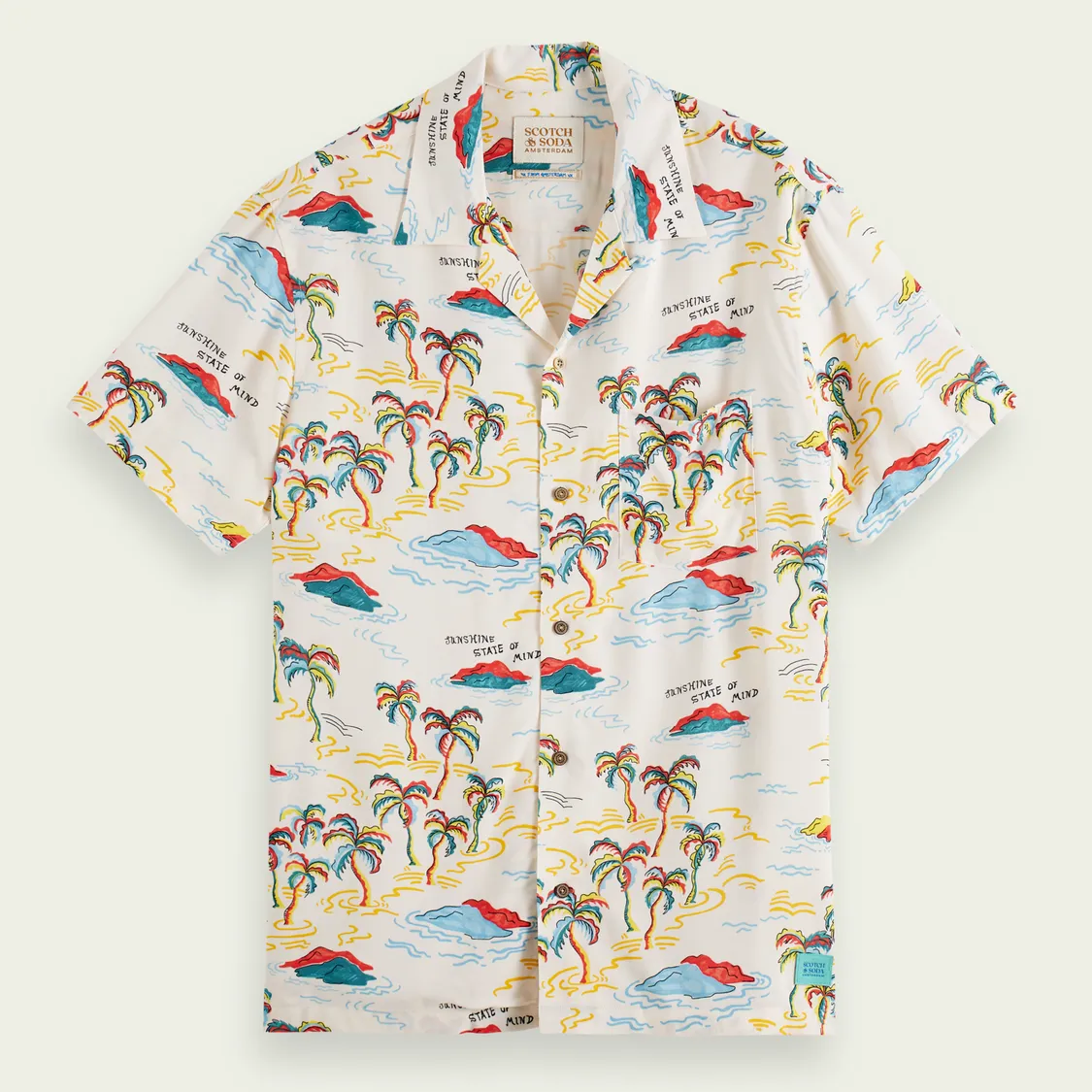 Printed Camp Shirt (White Palmtree Island Aop)