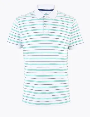 Pure Cotton Double Stripe Polo Shirt