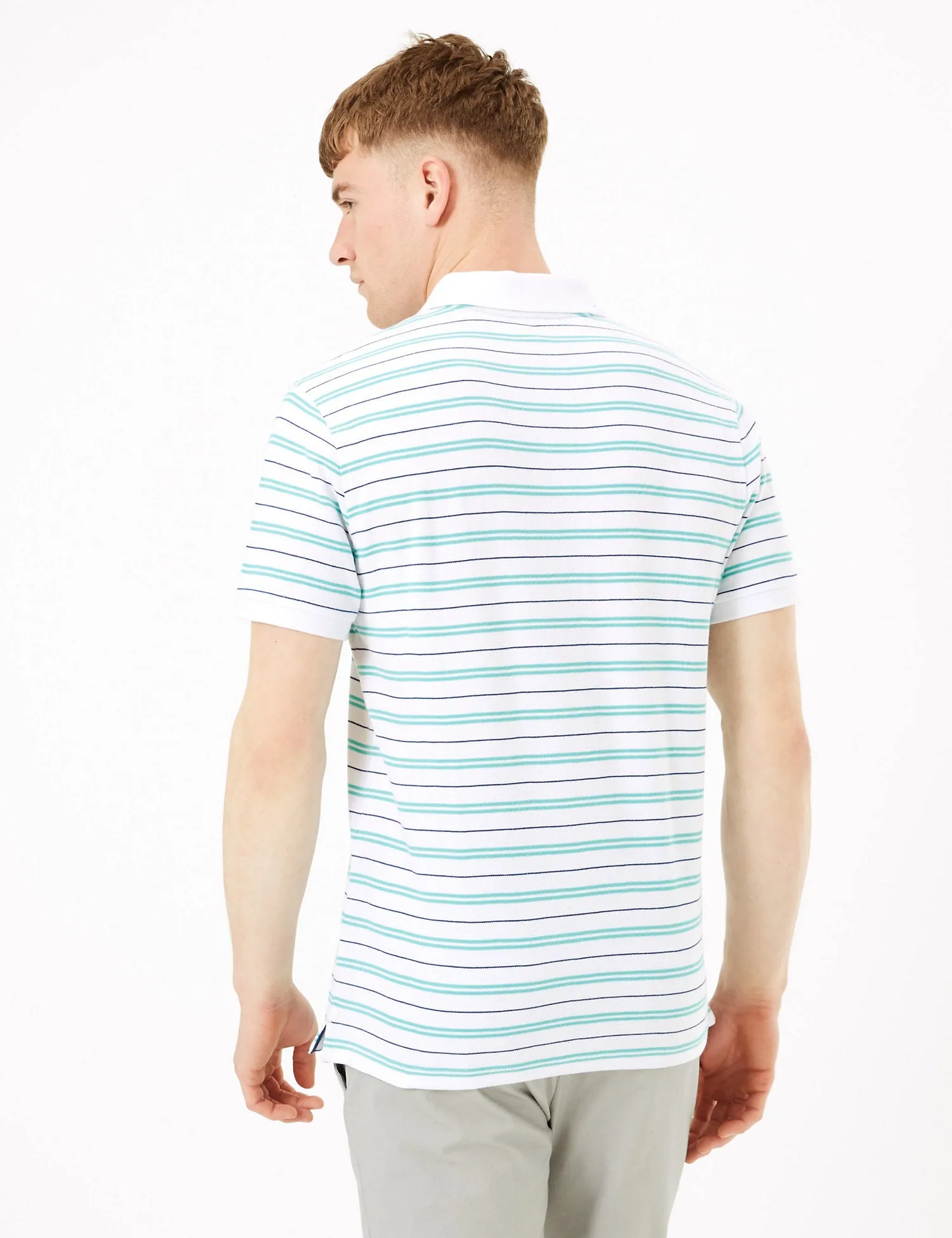 Pure Cotton Double Stripe Polo Shirt