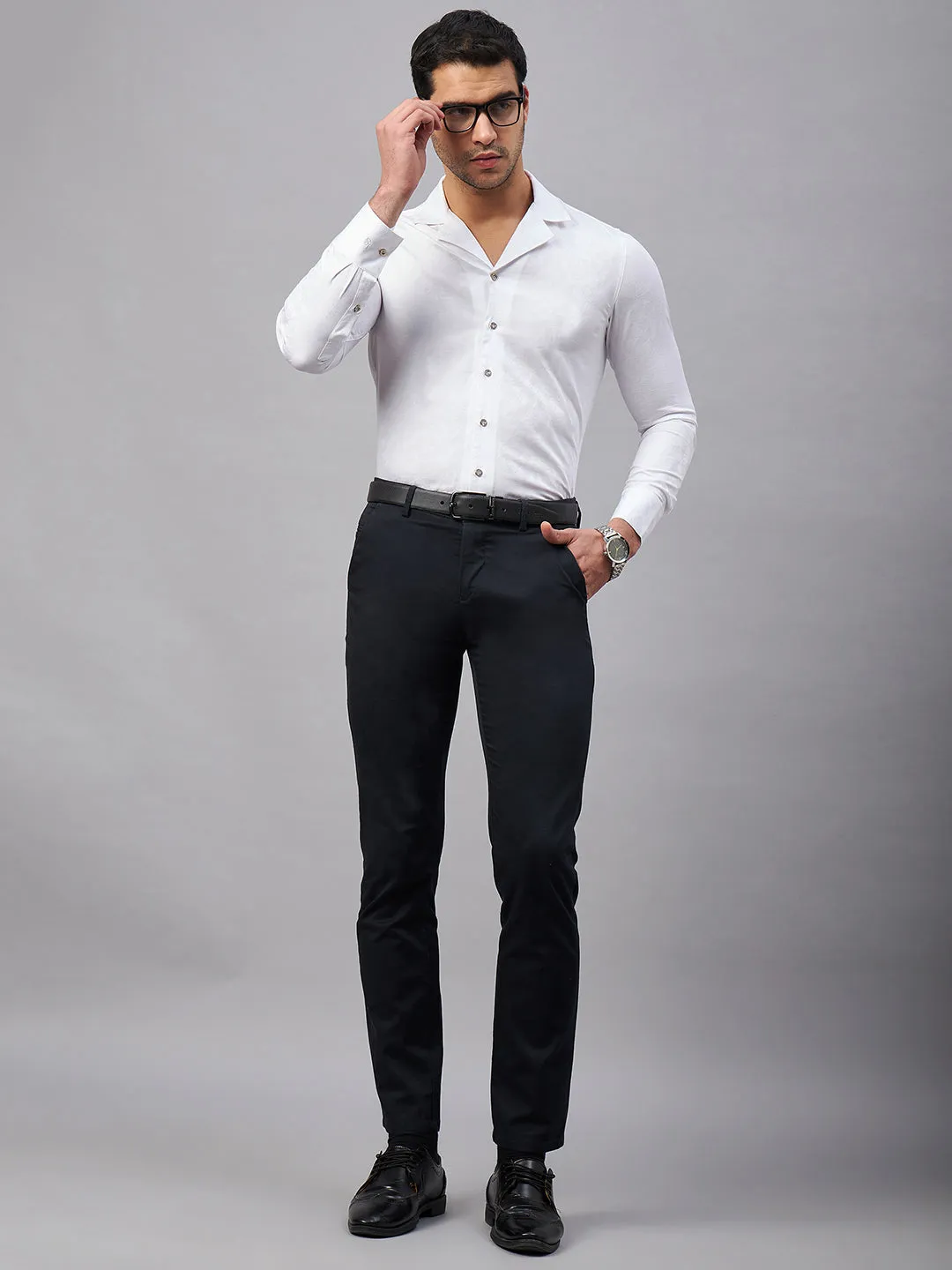 Regular Fit Cuban Collar Floral White Shirt For Men