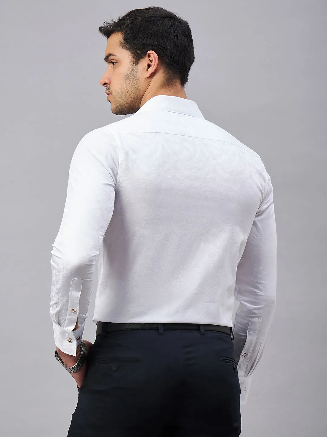 Regular Fit Cuban Collar Floral White Shirt For Men