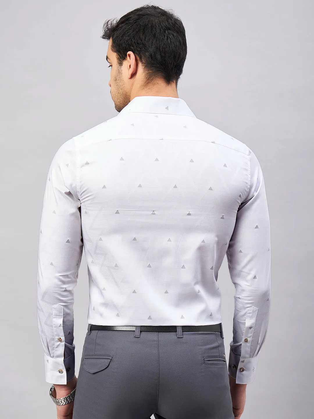 Regular Fit Cuban Collar Graphic White Shirt For Men