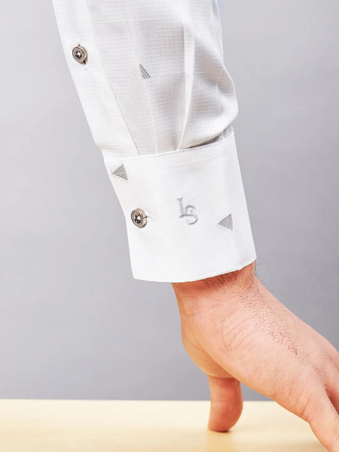 Regular Fit Cuban Collar Graphic White Shirt For Men