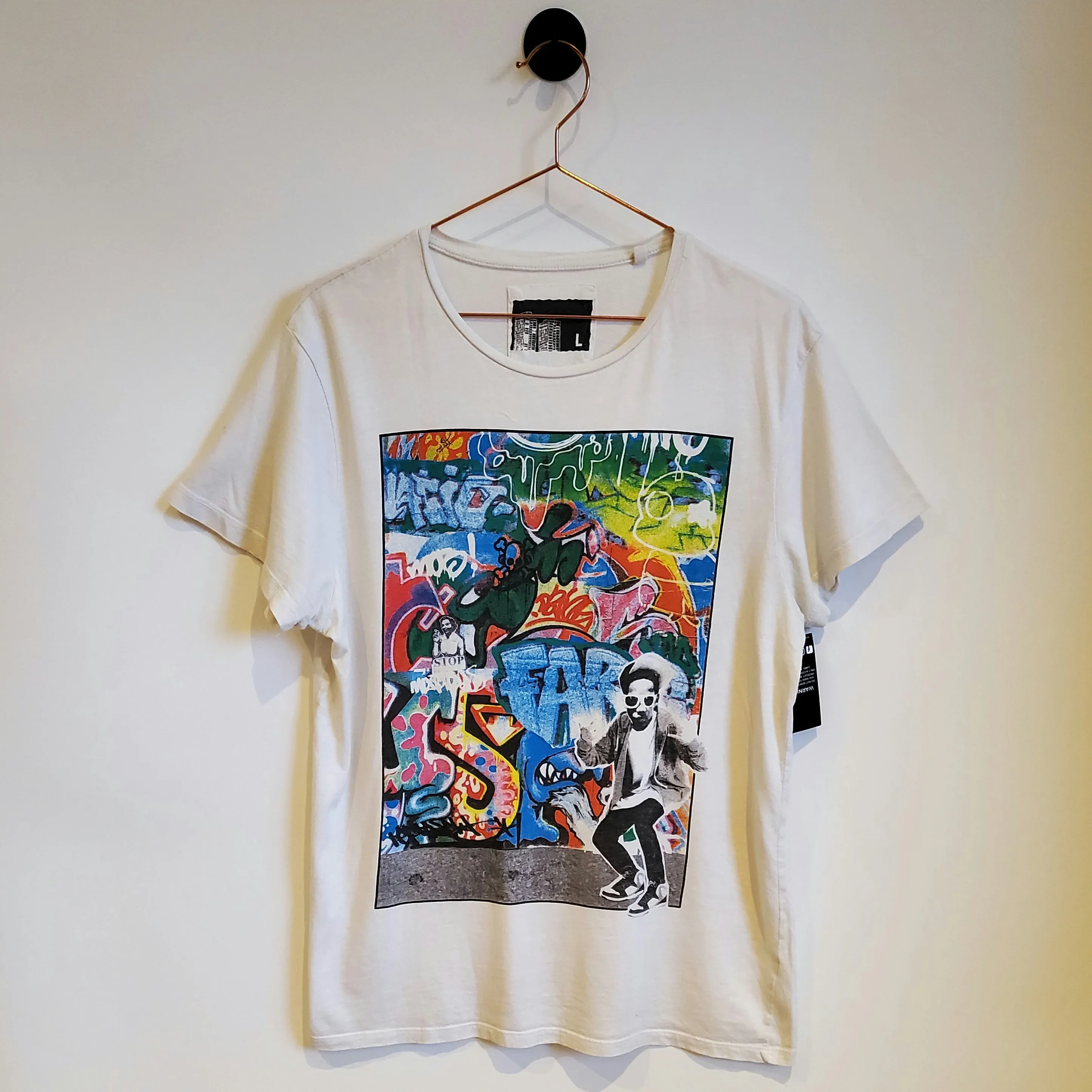 Retro Y2K Graffiti Graphic T-shirt | Size 10