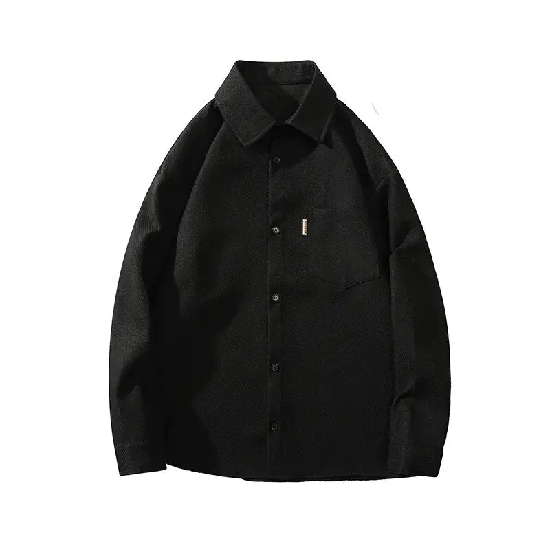 Riolio Autumn New Shirts Fashion Handsome Trend Shirt Man Long Sleeve Simple Lapel Male Blouse Loose All Match Casual Tops Jacket Men