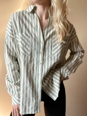 Sage Striped Button Down
