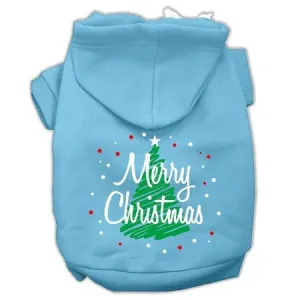 Scribbled Merry Christmas Screenprint Pet Hoodies Baby Blue Size Xs (8)
