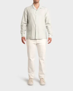Seafoam Green Cotton Linen Silk Long Sleeve Shirt