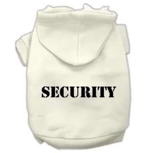 Security Screen Print Pet Hoodies Cream Size W- Black Size Text Med (12)