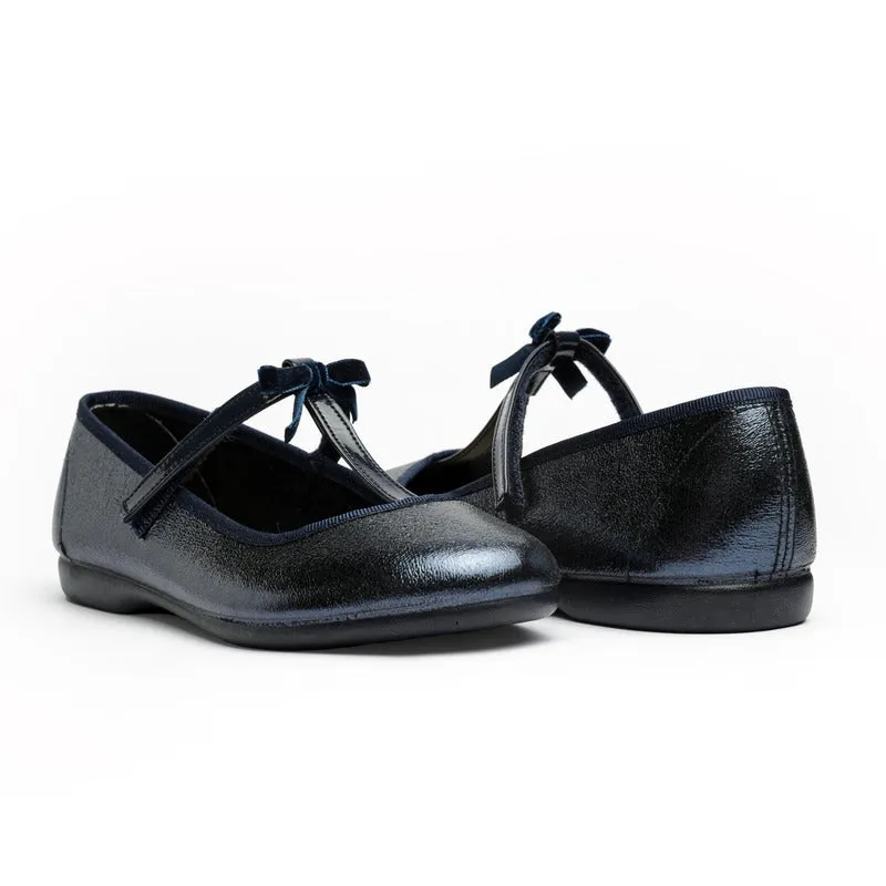 Shimmer Party T-Straps in Navy