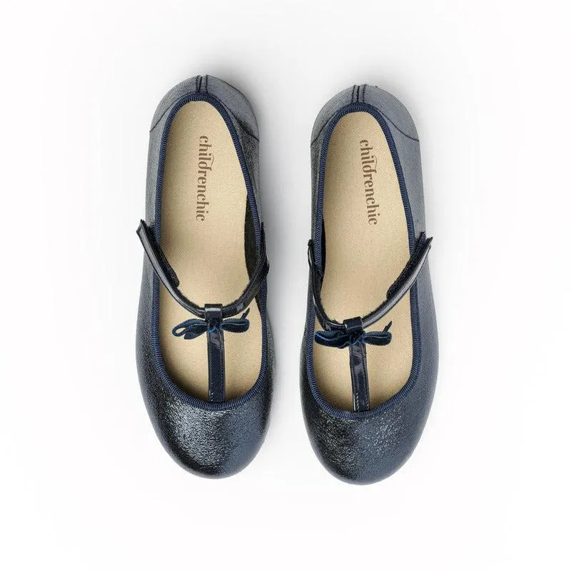 Shimmer Party T-Straps in Navy