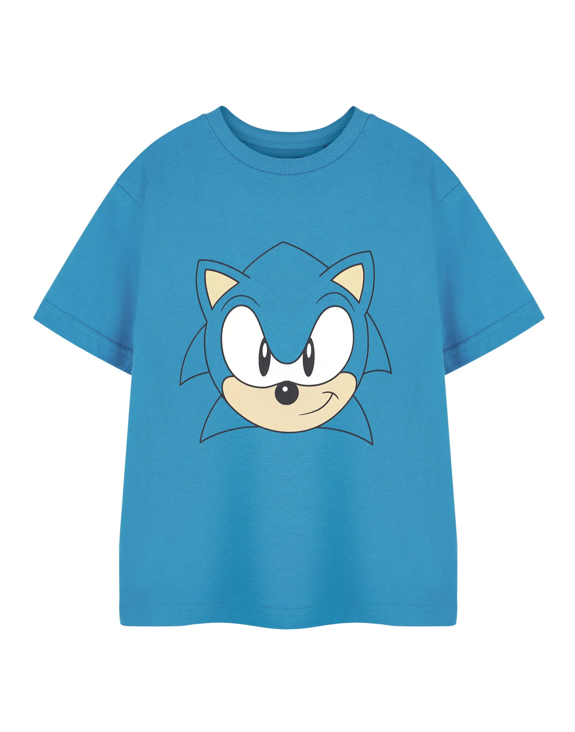 Sonic the Hedgehog Big Face Boys Blue Short Sleeved T-Shirt
