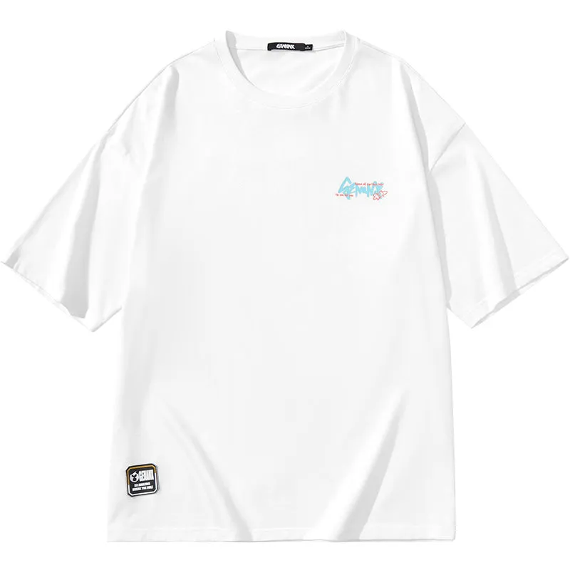 Street Style Graffiti Letter Print Cotton T-Shirt