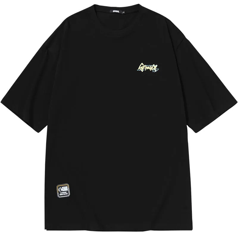 Street Style Graffiti Letter Print Cotton T-Shirt