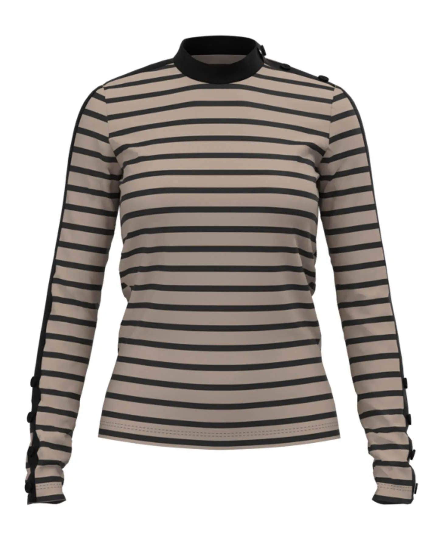 Striped Button Detail Top
