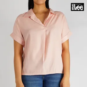 Stylistic Mr. Lee Ladies Basic Woven for Women with Collar Trendy Fashion High Quality Apparel Comfortable Casual Shirt for Women Relaxed Fit 142974 (Pink)
