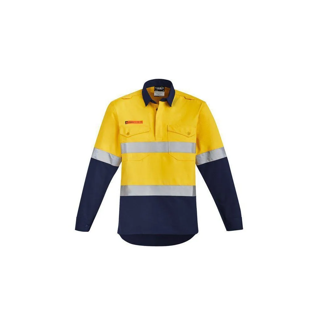 Syzmik Mens Orange Flame HRC 2 Hoop Taped Closed Front Spliced Shirt - ZW143