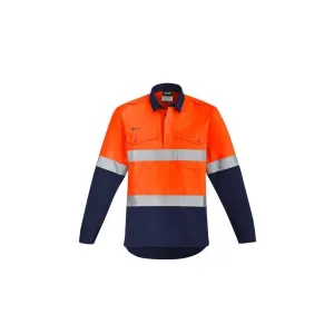 Syzmik Mens Orange Flame HRC 2 Hoop Taped Closed Front Spliced Shirt - ZW143