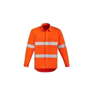 Syzmik Mens Orange Flame HRC 2 Hoop Taped Open Front Spliced Shirt - ZW145